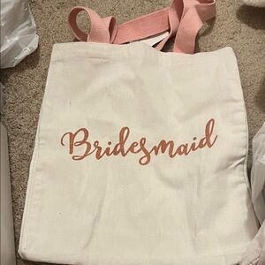 Bridesmaid Canvas Tote Bag - Pink and White